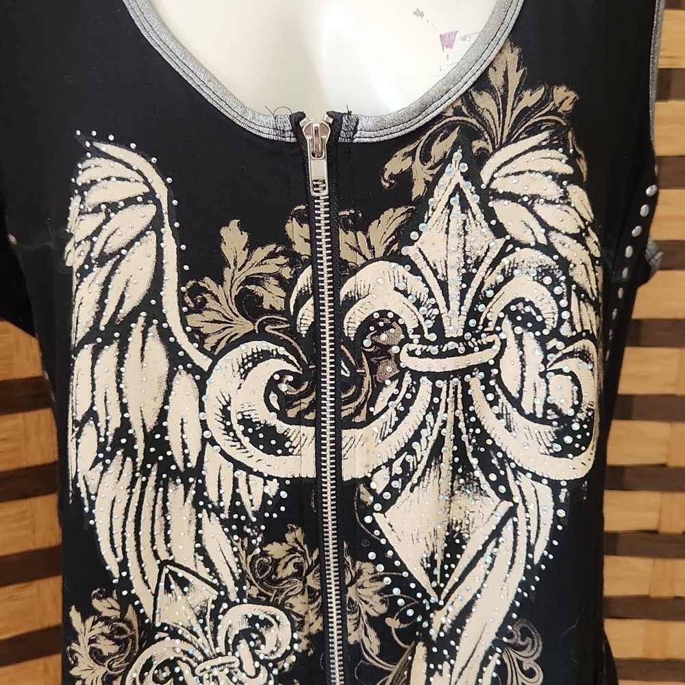 NWT!! LA Bus Stop zip up silver stud and rhinestone